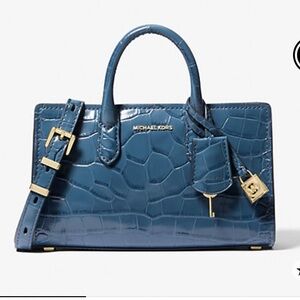 MICHAEL KORS Scarlett Extra-Small Crocodile Embossed Leather Crossbody Bag